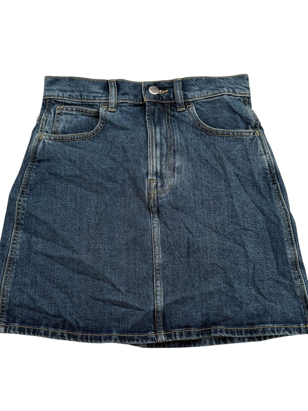 Everlane Organic The Way High Denim Skirt Denim Blue Sz 24